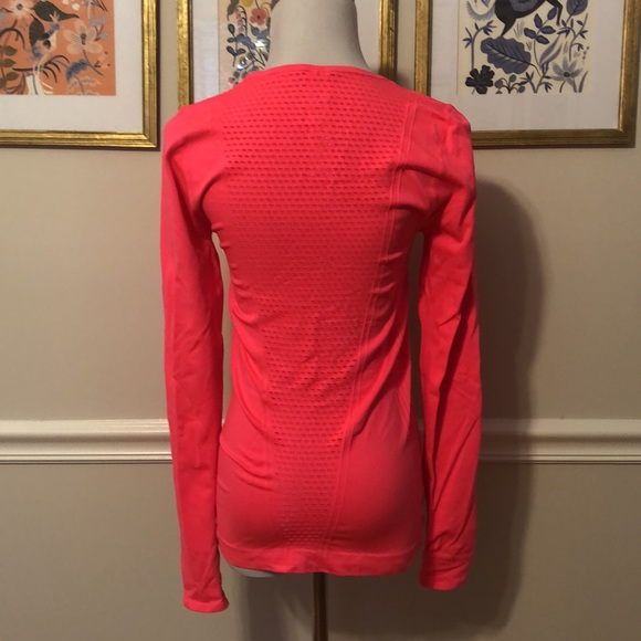 Fabletics long slv workout top neon coral/pink S - Picture 2 of 5